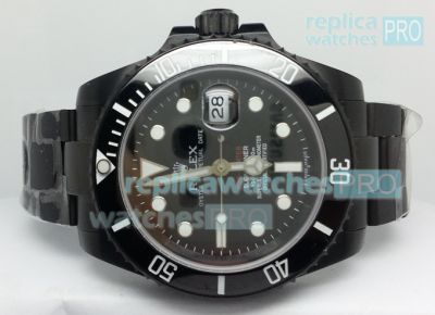 Replica Rolex Submariner Black Dial Black & White Ceramic Bezel All Black Watch